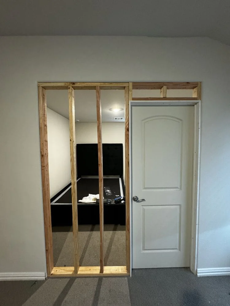 Interior doorway and partition framing during a Sunnyside Remodels project